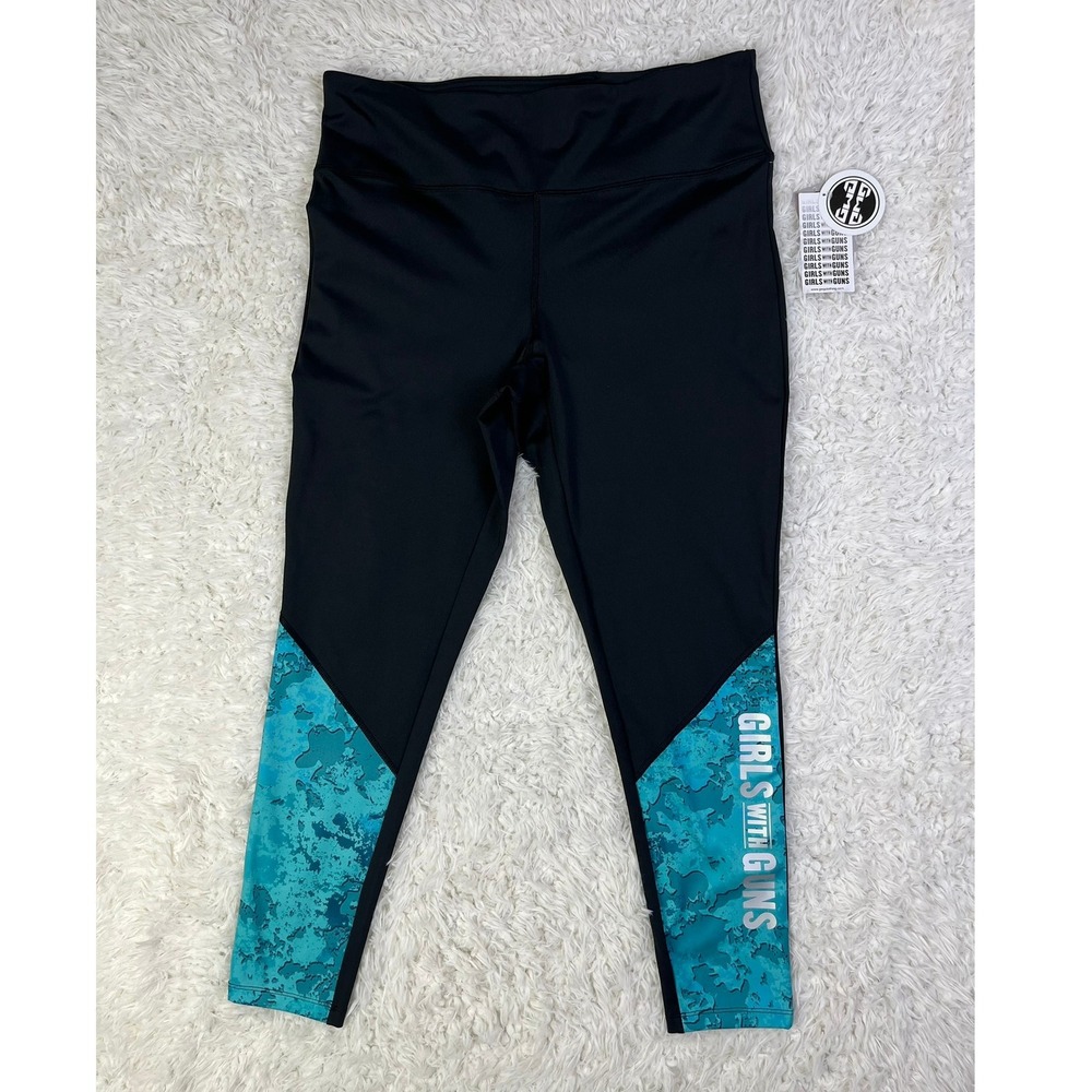 Black Leggings with Teal Accent